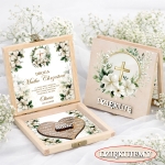 Komunia podziękowanie dla babci dziadka dziadków lub chrzestnych - pudełko ze złotym sercem i życzeniami